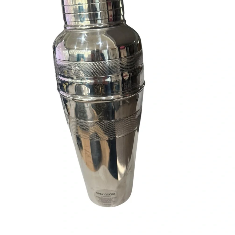 Grey Goose Stainless 3 piece Steel Cocktail Shaker with Strainer